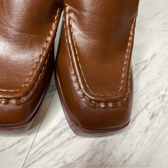 Steve Madden Etney Brown Square Toe Heeled Loafer 9 1/2 M - Picture 11 of 15